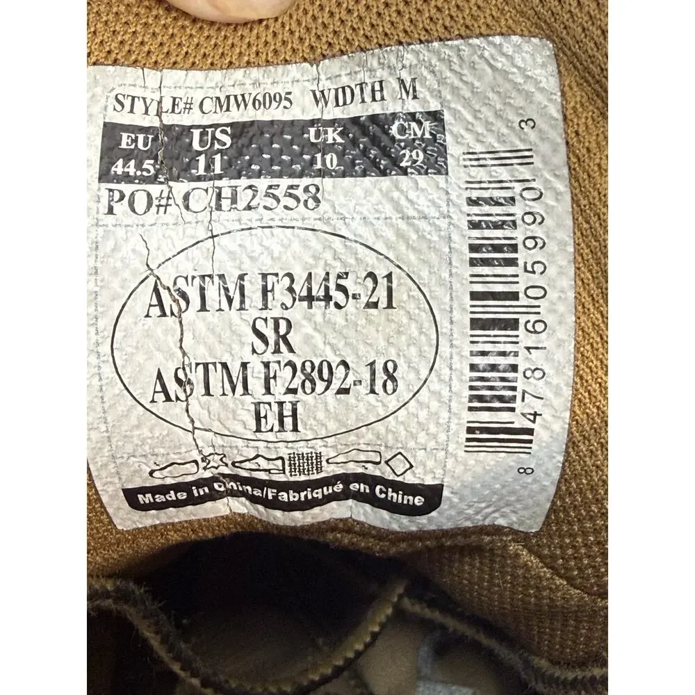 Carhartt Men’s 11 Work Boots Leather Brown Moc Toe Waterproof EH CMW6095 Wedge